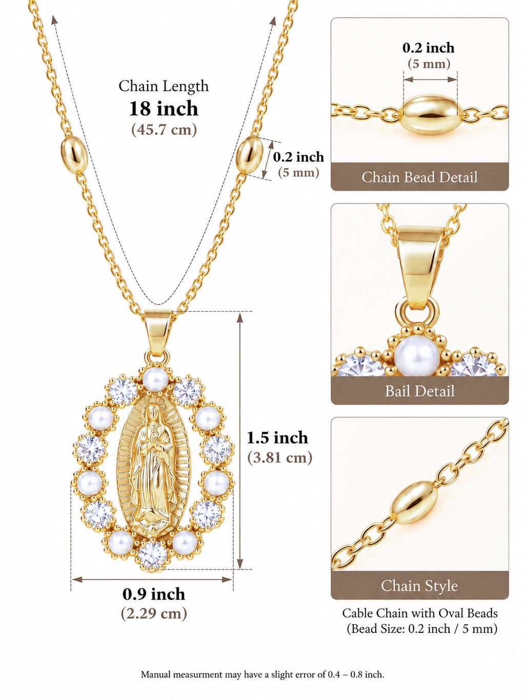 Collar de la Virgen María con flores