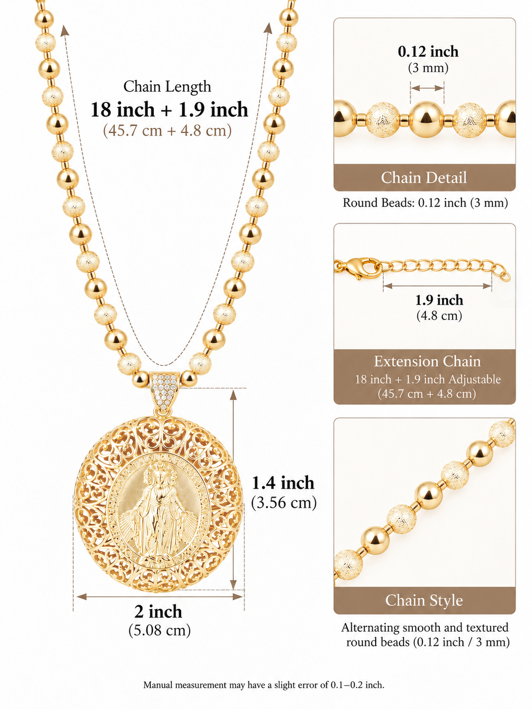 Collar con filigranas de la Virgen María