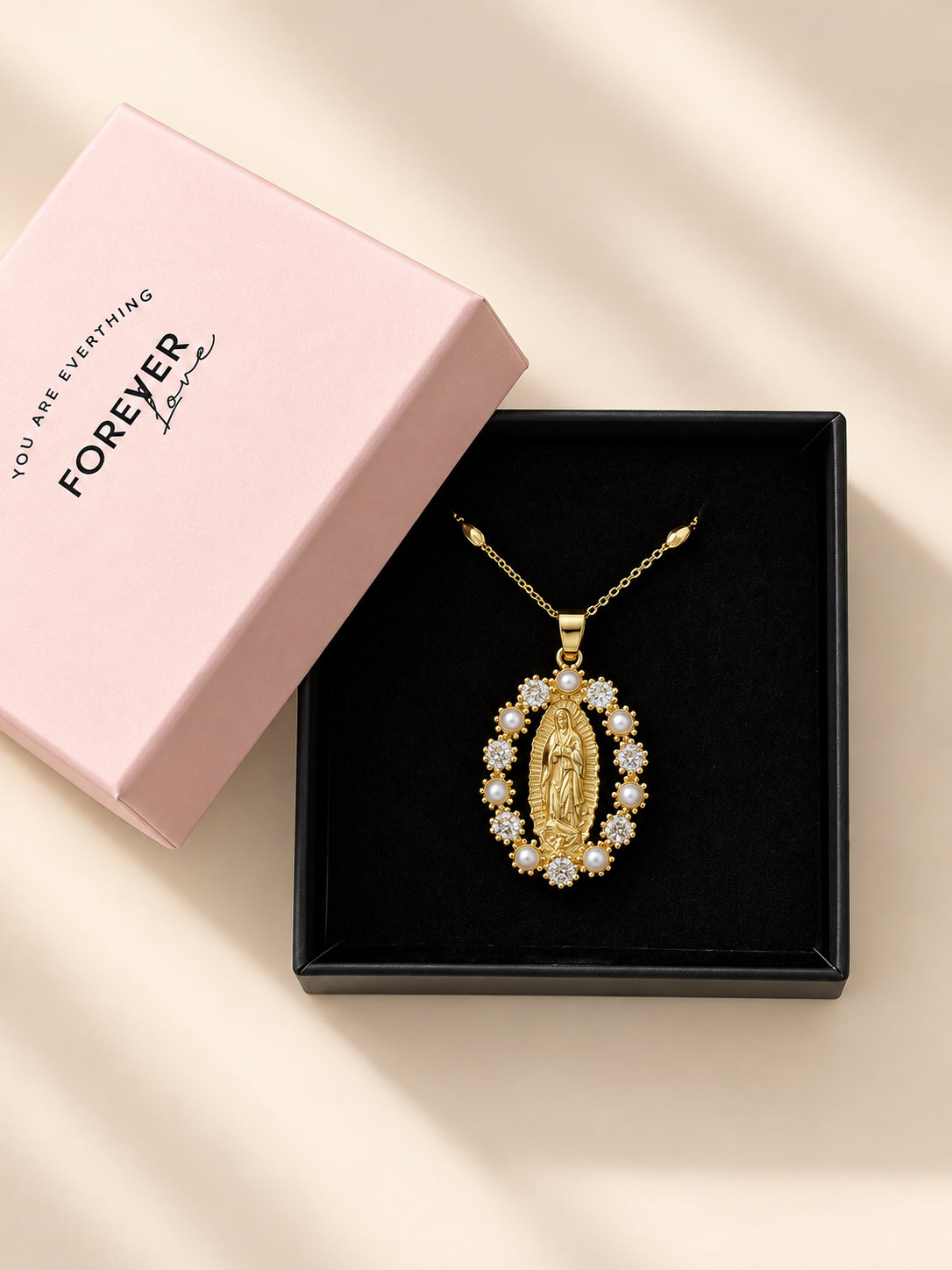 Floral Virgin Mary Necklace