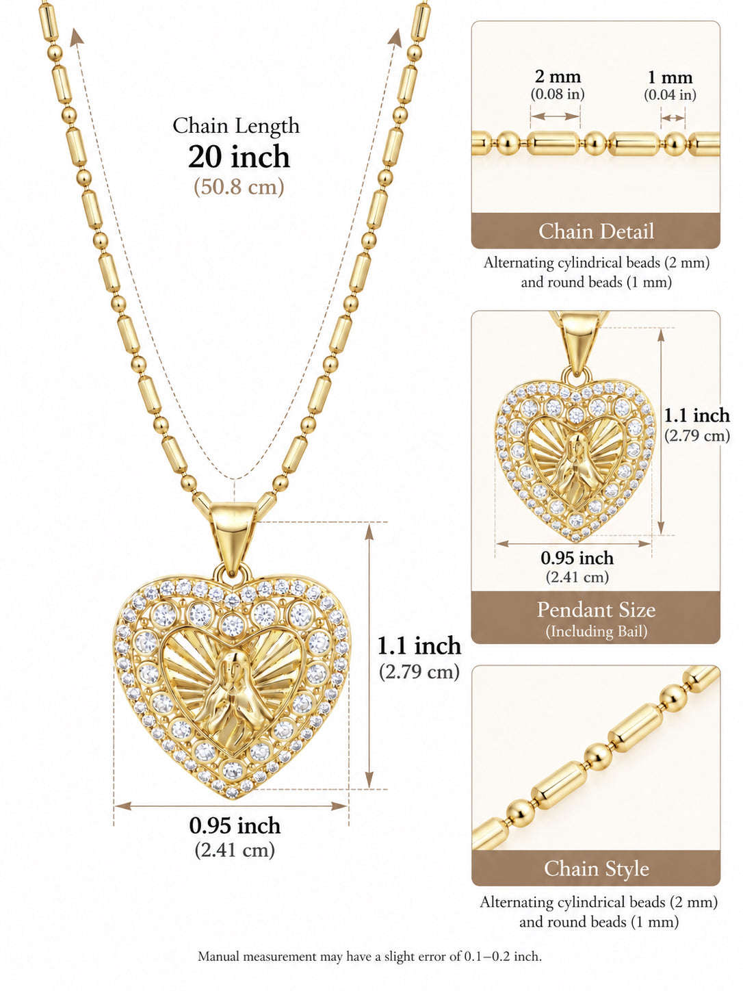Collar de la Virgen María con Corazón