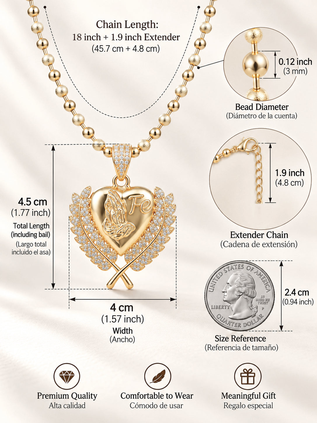 Faith Heart Prayer Necklace